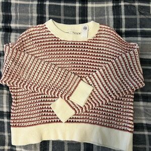 Old Navy Red and Cream Textured Sweater